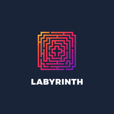 Color gradient logo of labyrinth. Vector logotypeのイラスト素材