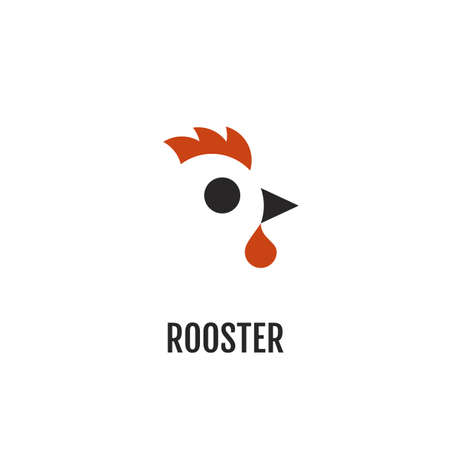 Minimalist two color logo of rooster. Negative space logotypeのイラスト素材