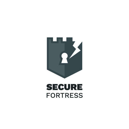 Secure fortress flat logo. Information security conceptのイラスト素材
