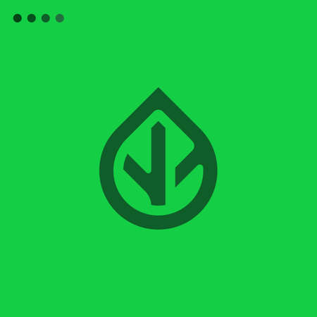 Minimalist vector flat logo of leaf with bold lines. Natural energy design template.のイラスト素材