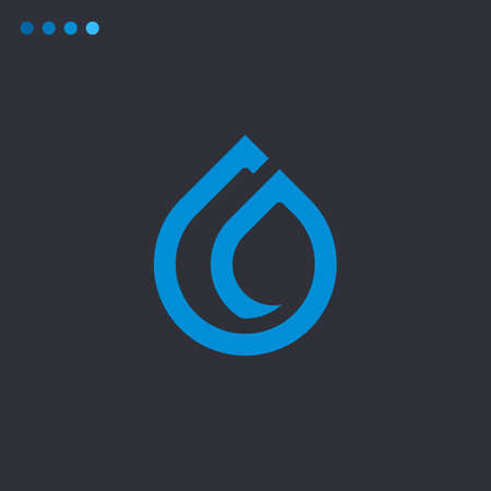 Minimalist vector flat logo of water drop with bold lines. Natural energy design template.のイラスト素材