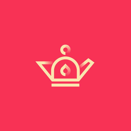 Outline vector logo of teapot. Gradient design template of kettle with color shadows.のイラスト素材