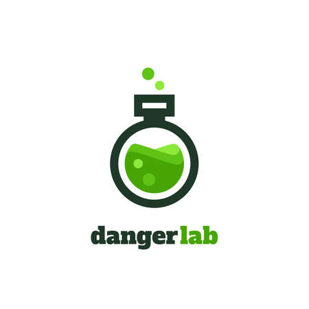 Flat vector illustration of test glass with danger lab writingのイラスト素材
