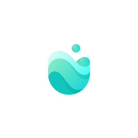 Vector gradient logo of water wave. Alternative energy concept. Logotype of clear water.のイラスト素材