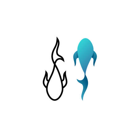 Vector illustration of outline and gradient logotype of fish.のイラスト素材