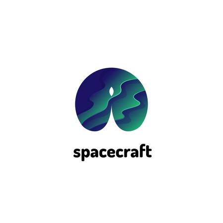 Vector gradient logotype of spacecraft. Space and cosmonautics logo concept.のイラスト素材