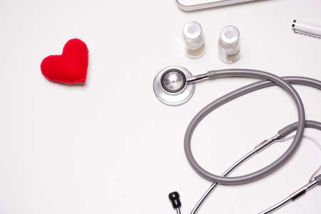 white wooden doctor desk ,medical concept with copy space.の写真素材