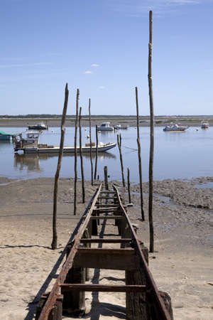 Oyster culture in the Bay of Arcachonの写真素材