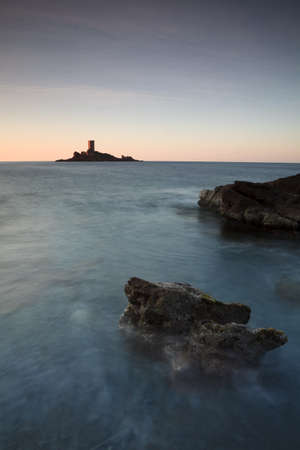 Castle island on the French rivieraの写真素材