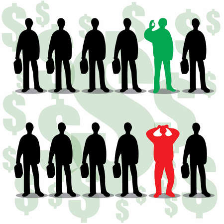  Vector set of businessman silhouette  different emotionsのイラスト素材