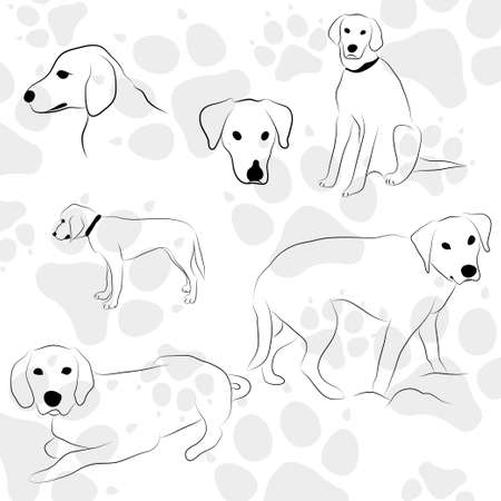  dog paws free hand style patternのイラスト素材