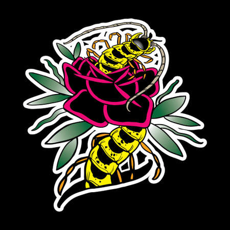 Illustration of caterpillar on a flowerのイラスト素材