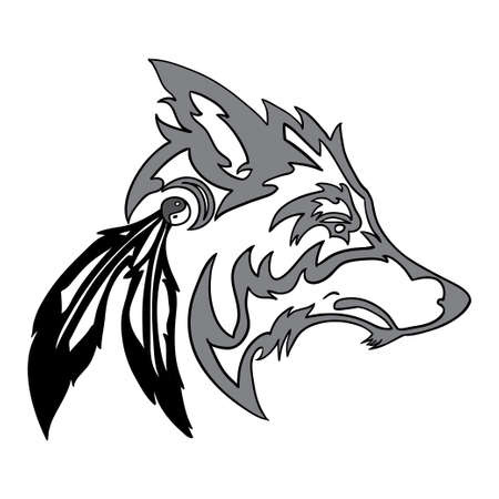 Tribal Wolf headのイラスト素材