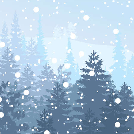 Panorama of wild coniferous forestのイラスト素材