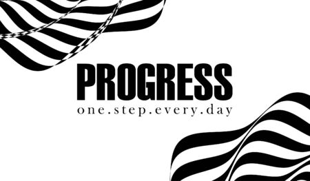 Progress one step every day, motivational poster design with abstract black and white linesのイラスト素材