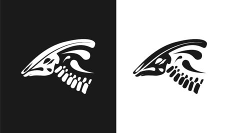Dinosaur skeleton logo design based on the Parasaurolophus. Unique vector logo elementのイラスト素材