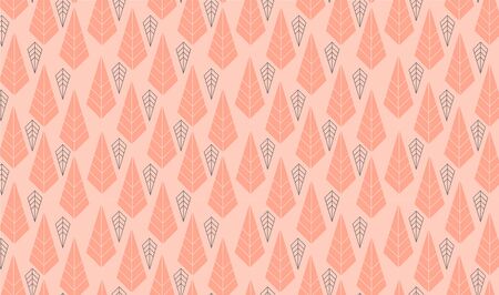 Geometrical forest pattern in pink color palette outline and fill style. Vector seamless pattern for textile, wrapping and fashionのイラスト素材