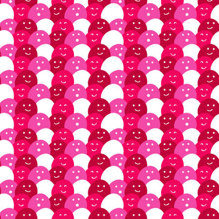 Pink egg characters with cute expressions pattern. Vector seamless pattern design for textile, fashion, paper and wrapping.のイラスト素材