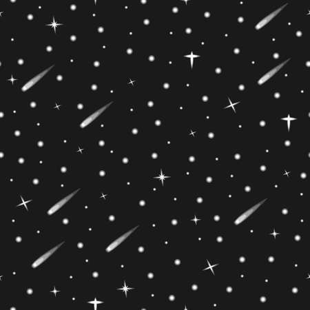 Stars in the night sky pattern. Vector seamless pattern design for textile, fashion, paper and wrapping.のイラスト素材