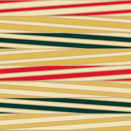 Stripe pattern inspired in vintage fashion lines in red gold and green. Vector seamless pattern design for textile, fashion, paper, packaging, wrapping and brandingのイラスト素材