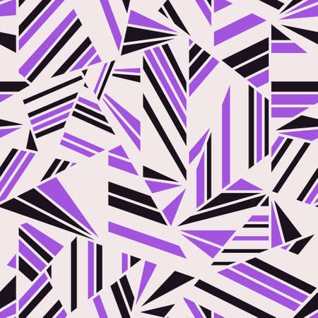 Abstract geometric futuristic style pattern of purple and black fragment motifs.Vector seamless pattern design for textile, fashion, paper, packaging, wrapping and brandingのイラスト素材