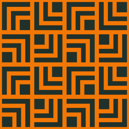 Timeless geometric grid pattern in orange and black. Vector seamless pattern design for textile, fashion, paper, packaging, wrapping and brandingのイラスト素材