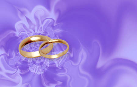 Wedding rings. Lilac abstraction invitation cardの写真素材