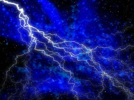 Night. Forked lightningの写真素材