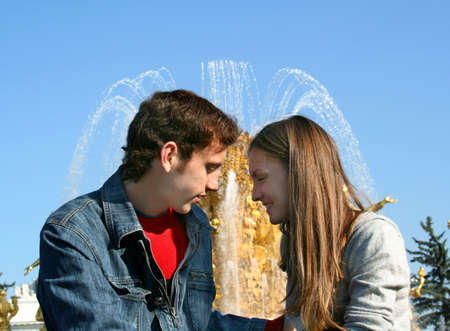 Love at a Moscow fountainの写真素材