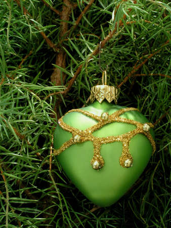 Chrismas tree with green heartの写真素材