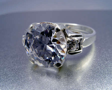 Platinum ring with diamondの写真素材