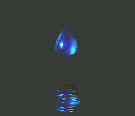 Night . Water drop. 3d illustrationの写真素材