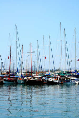 Yachts on a mooring in city Bodrum