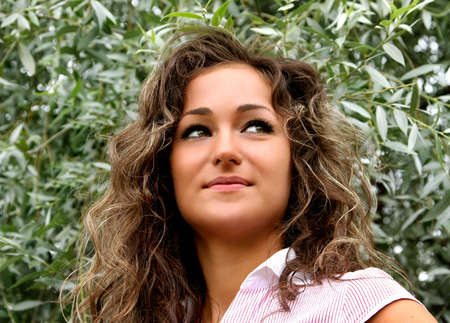 Beautiful  woman on natureの写真素材