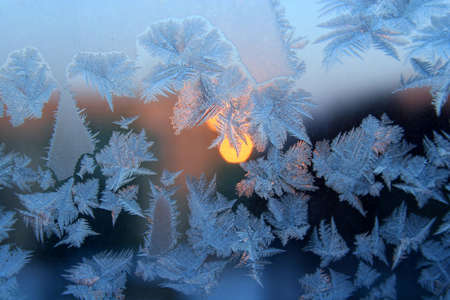 Frosty pattern on window の写真素材