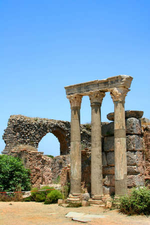 Antiquity greek city - Ephesus. Columns and blue sky
の写真素材