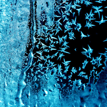 Frosty original  pattern on window glass. Winter