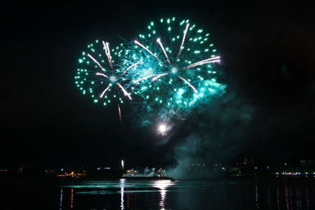 Celebratory bright firework in night sky