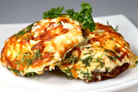 Meat rissoles baced with cheese