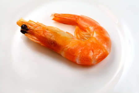 Boiled  king  prawn isolated over white backgroundの写真素材