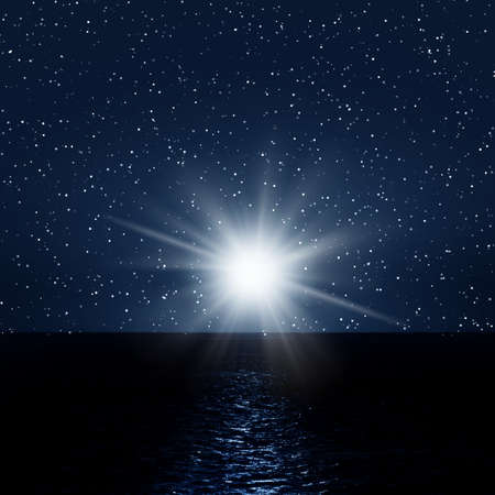 Night picture with sea and sky