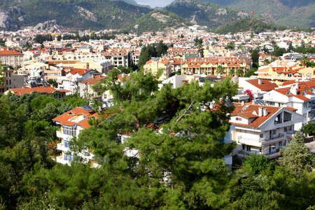 The popular resort city of Marmaris in Turkey, at coast of Aegean sea. Ancient name for Marmaris was Physkosの写真素材