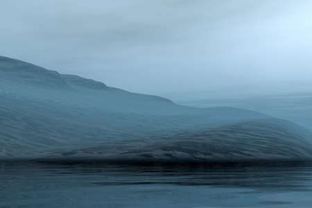 Night 3d graphics foggy evening landscape の写真素材