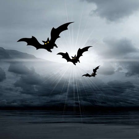  Halloween abstract picture with batsの写真素材