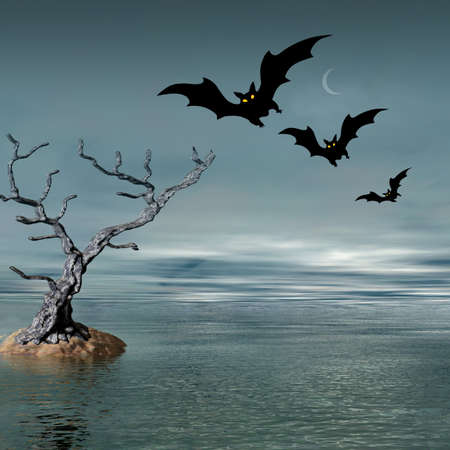  Halloween abstract picture with batsの写真素材