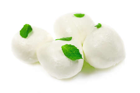 Ñheese Italian Mozzarella in balls isolated ove white background