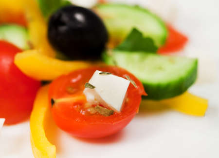 The Greek salad from vegetables with olives and cheese a brynzaの写真素材