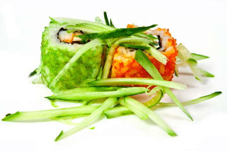 East cooking - rolls of fish, roe and rice の写真素材