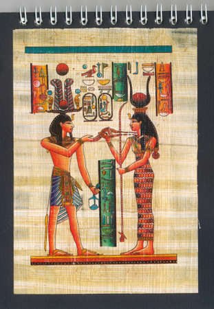 Egyptian natural  papyrus  with black frame for calendar and albumの写真素材