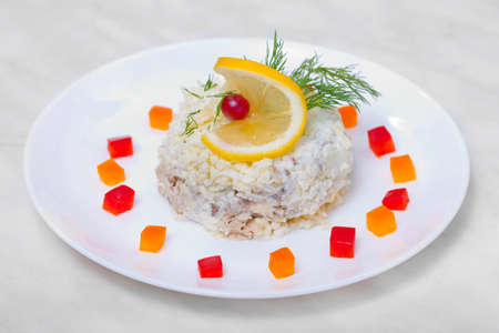 Salad of vegetables for snack on a plateの写真素材